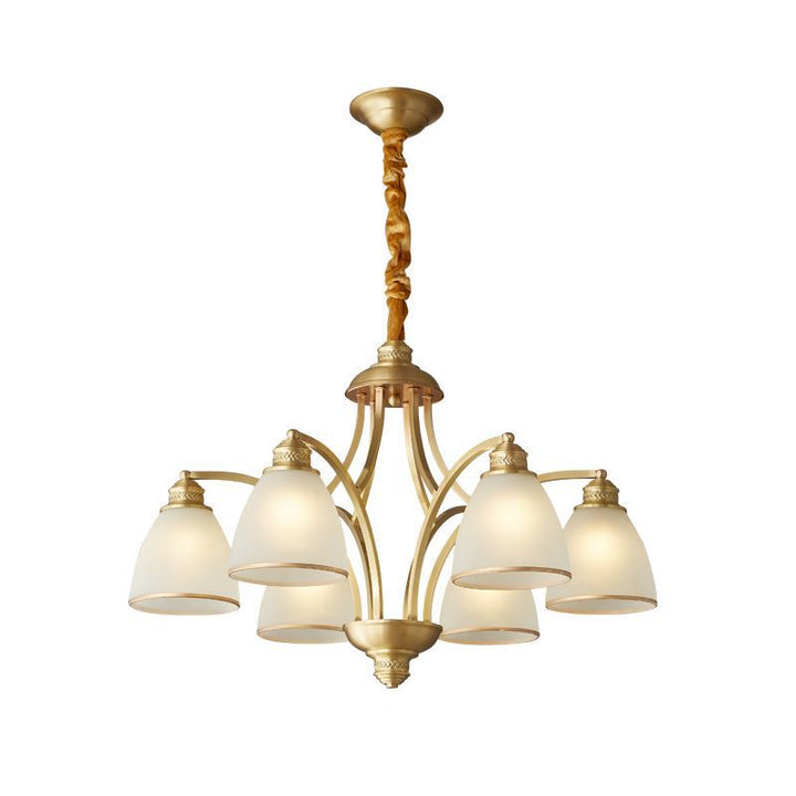 Modern Mid-century Copper Glass Bell 3/5/6/8/10 Light Chandeliers For Living Room