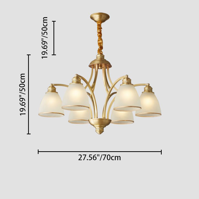 Modern Mid-century Copper Glass Bell 3/5/6/8/10 Light Chandeliers For Living Room