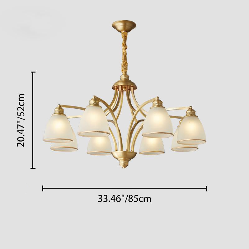 Modern Mid-century Copper Glass Bell 3/5/6/8/10 Light Chandeliers For Living Room