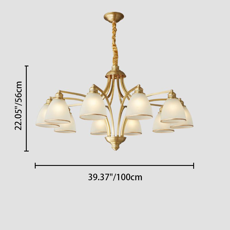 Modern Mid-century Copper Glass Bell 3/5/6/8/10 Light Chandeliers For Living Room
