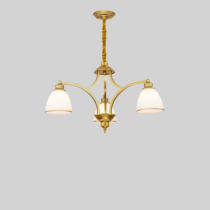 Modern Mid-century Copper Glass Bell 3/5/6/8/10 Light Chandeliers For Living Room