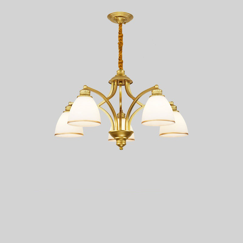 Modern Mid-century Copper Glass Bell 3/5/6/8/10 Light Chandeliers For Living Room