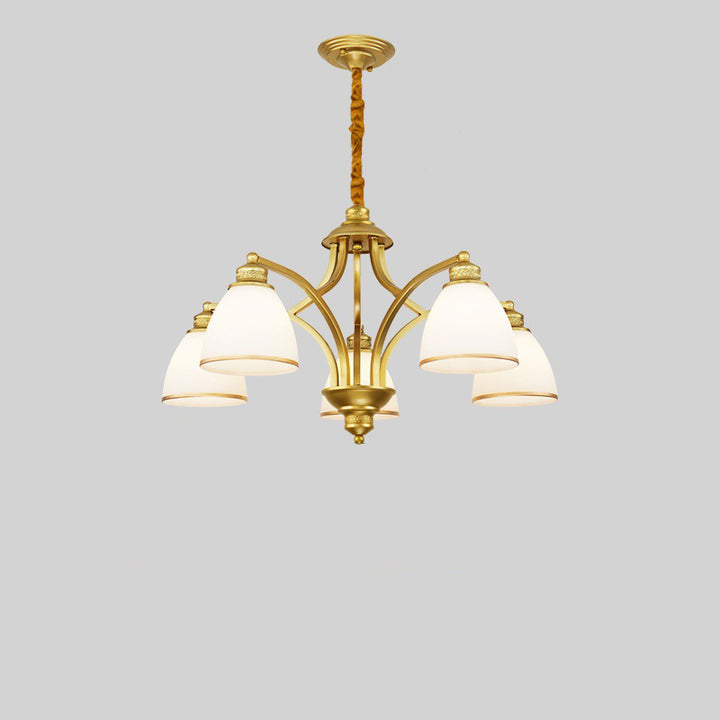 Modern Mid-century Copper Glass Bell 3/5/6/8/10 Light Chandeliers For Living Room