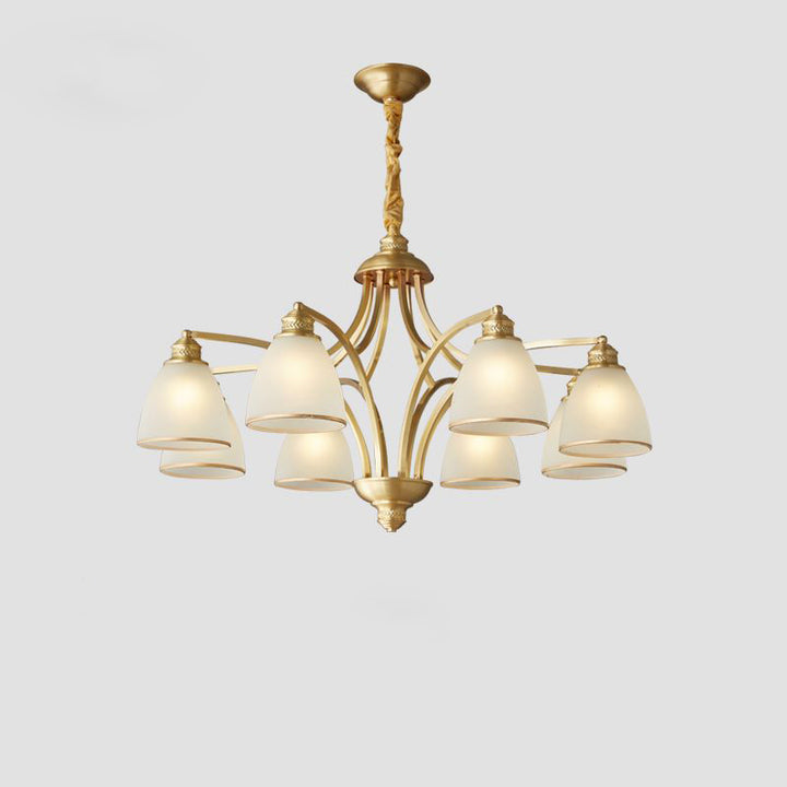 Modern Mid-century Copper Glass Bell 3/5/6/8/10 Light Chandeliers For Living Room