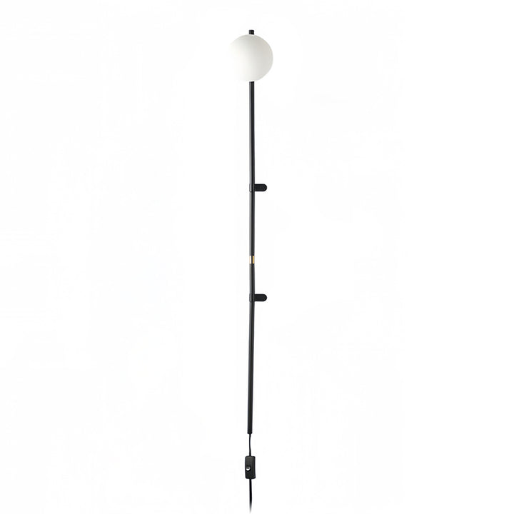 Modern Minimalist Ball Hardware Glass Ball Long Pole 1-Light Wall Sconce Lamp For Bedside