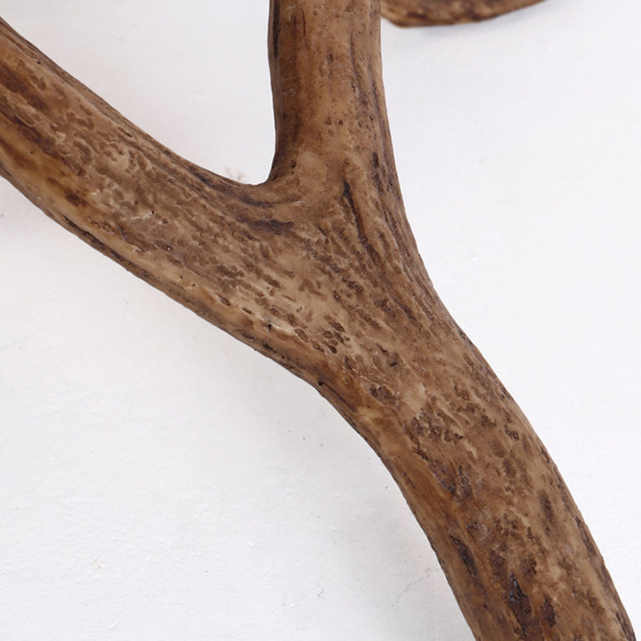 Lampe de table à 1 lumière avec cylindre en résine de tissu rustique traditionnel et cornes de cerf pour salon 