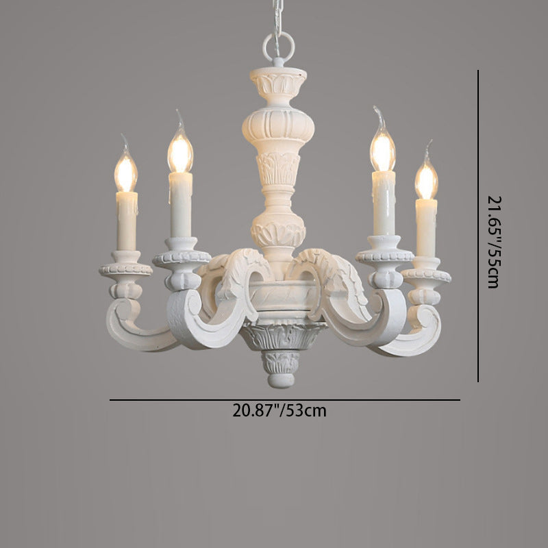 Chandeliers Traditionnels en Forme de Bougies en Bois Vintage à 5/6/8 Lumières pour Salon 