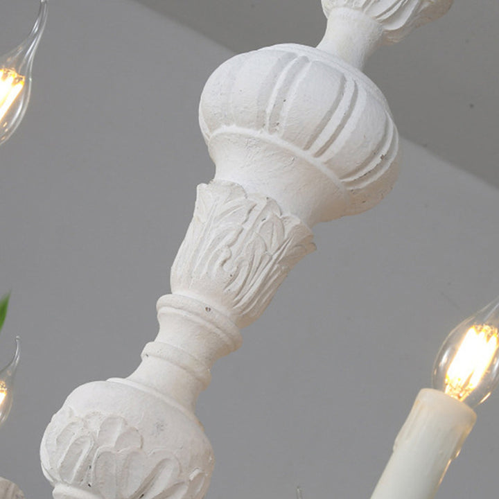 Chandeliers Traditionnels en Forme de Bougies en Bois Vintage à 5/6/8 Lumières pour Salon 
