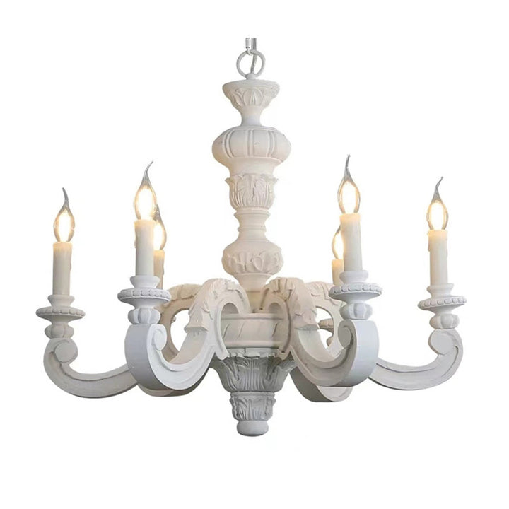 Chandeliers Traditionnels en Forme de Bougies en Bois Vintage à 5/6/8 Lumières pour Salon 