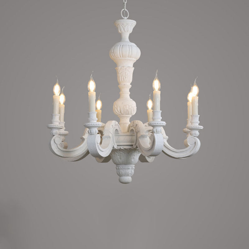 Chandeliers Traditionnels en Forme de Bougies en Bois Vintage à 5/6/8 Lumières pour Salon 