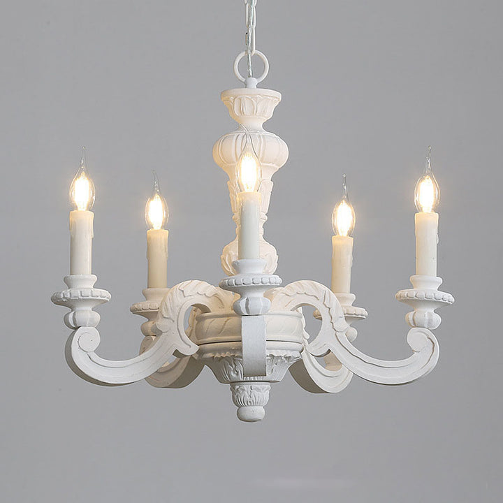 Chandeliers Traditionnels en Forme de Bougies en Bois Vintage à 5/6/8 Lumières pour Salon 