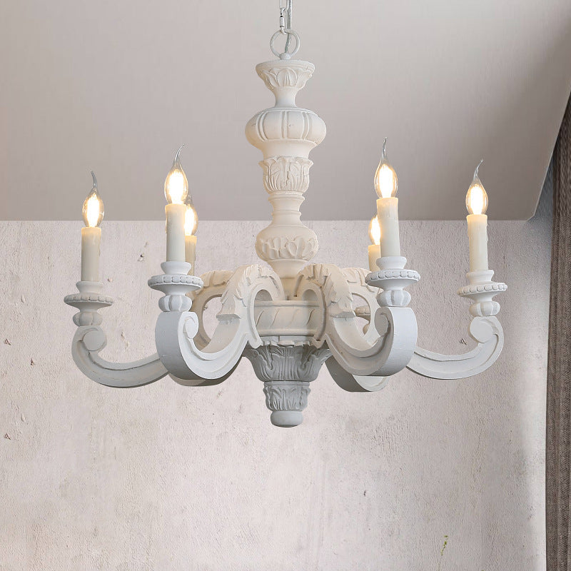 Chandeliers Traditionnels en Forme de Bougies en Bois Vintage à 5/6/8 Lumières pour Salon 