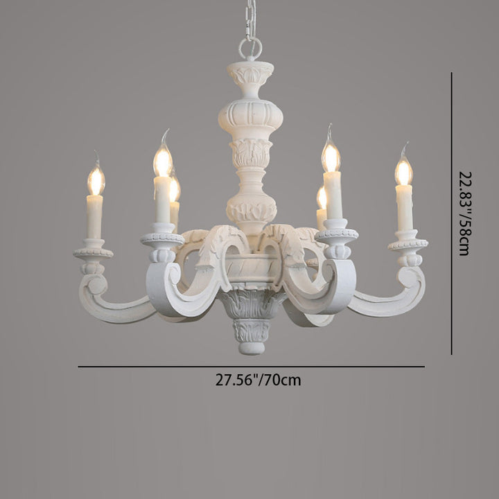 Chandeliers Traditionnels en Forme de Bougies en Bois Vintage à 5/6/8 Lumières pour Salon 