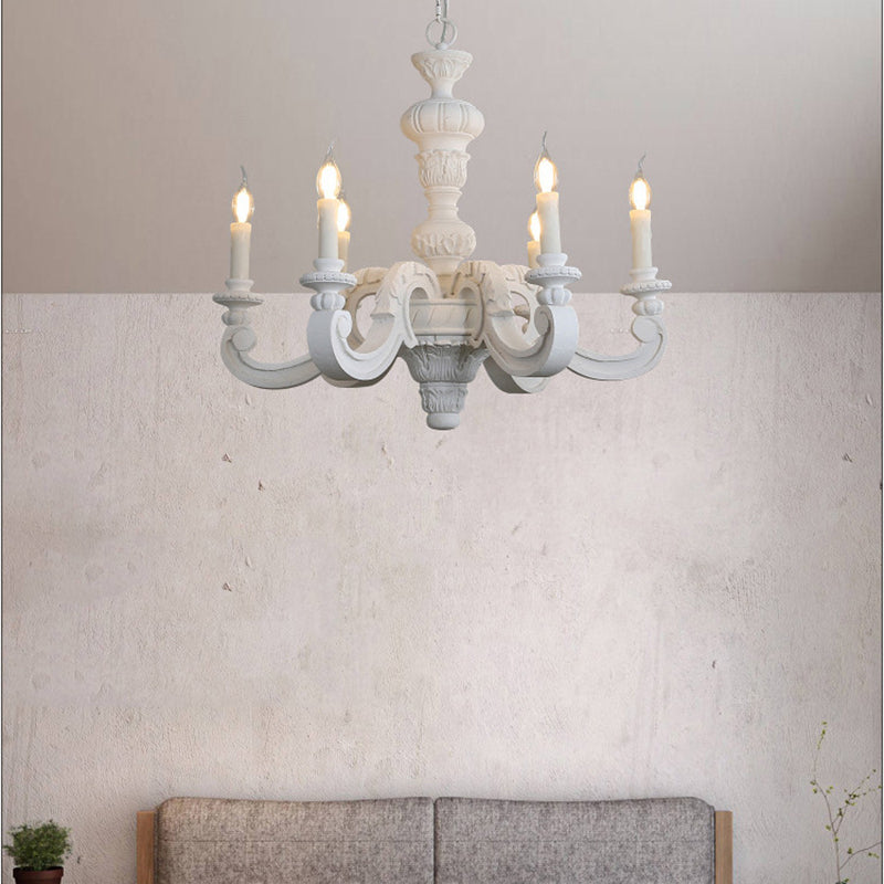 Chandeliers Traditionnels en Forme de Bougies en Bois Vintage à 5/6/8 Lumières pour Salon 