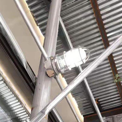 Zeitgenössische industrielle wasserdichte Aluminiumlegierung Glaszylinderkäfig 1-Licht Halbeinbau-Deckenleuchte für Außenbereich Terrasse 