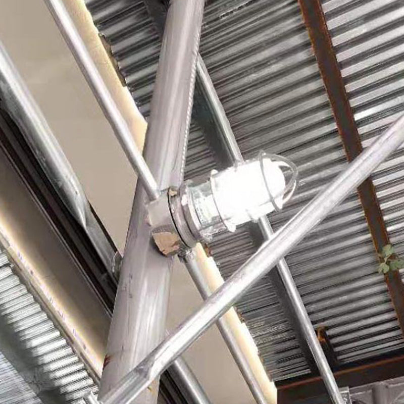 Zeitgenössische industrielle wasserdichte Aluminiumlegierung Glaszylinderkäfig 1-Licht Halbeinbau-Deckenleuchte für Außenbereich Terrasse 