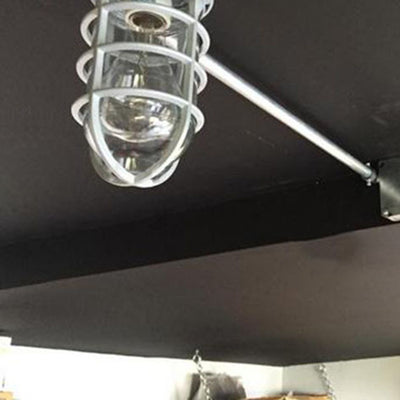Zeitgenössische industrielle wasserdichte Aluminiumlegierung Glaszylinderkäfig 1-Licht Halbeinbau-Deckenleuchte für Außenbereich Terrasse 
