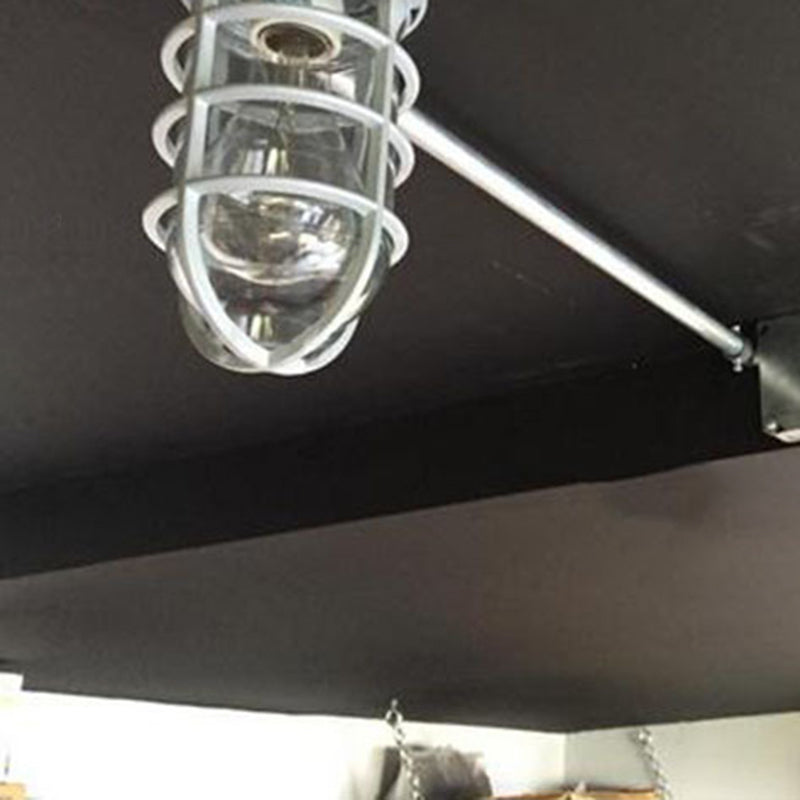 Zeitgenössische industrielle wasserdichte Aluminiumlegierung Glaszylinderkäfig 1-Licht Halbeinbau-Deckenleuchte für Außenbereich Terrasse 