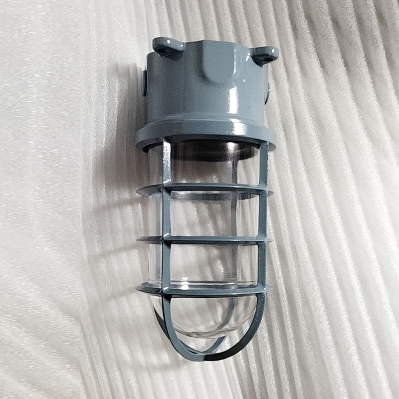 Zeitgenössische industrielle wasserdichte Aluminiumlegierung Glaszylinderkäfig 1-Licht Halbeinbau-Deckenleuchte für Außenbereich Terrasse 