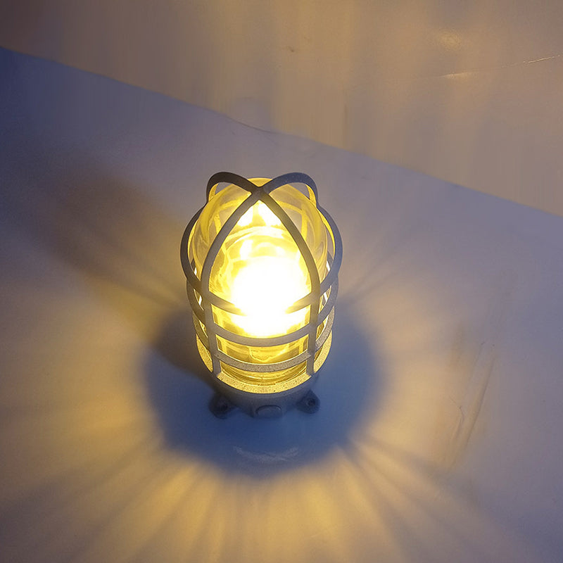 Zeitgenössische industrielle wasserdichte Aluminiumlegierung Glaszylinderkäfig 1-Licht Halbeinbau-Deckenleuchte für Außenbereich Terrasse 