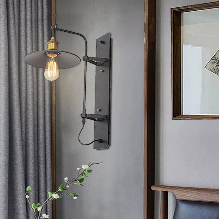 Lámpara Aplique de Pared Cónica Giratoria de Hierro Industrial Contemporáneo de 1 Luz para Sala de Estar 