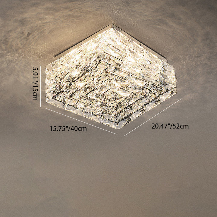 Moderne Luxus Edelstahl Kristall Quadratische LED-Deckenleuchte für das Wohnzimmer 