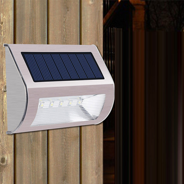 Lámpara de Aplique de Pared LED Rectangular de PC de Acero Inoxidable Impermeable Solar de Simplicidad Moderna para Patio Exterior 