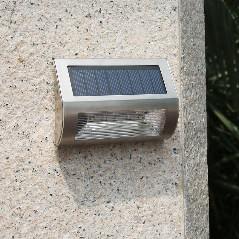 Moderne Einfachheit Solar Wasserdicht Edelstahl PC Rechteckige LED Wandleuchte Lampe Für Außenbereich Terrasse 