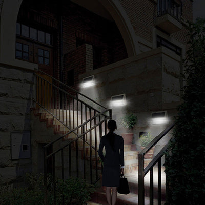Moderne Einfachheit Solar Wasserdicht Edelstahl PC Rechteckige LED Wandleuchte Lampe Für Außenbereich Terrasse 