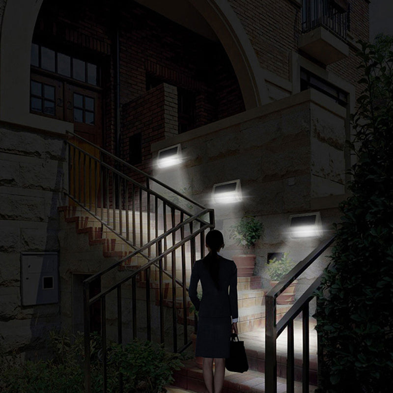 Moderne Einfachheit Solar Wasserdicht Edelstahl PC Rechteckige LED Wandleuchte Lampe Für Außenbereich Terrasse 