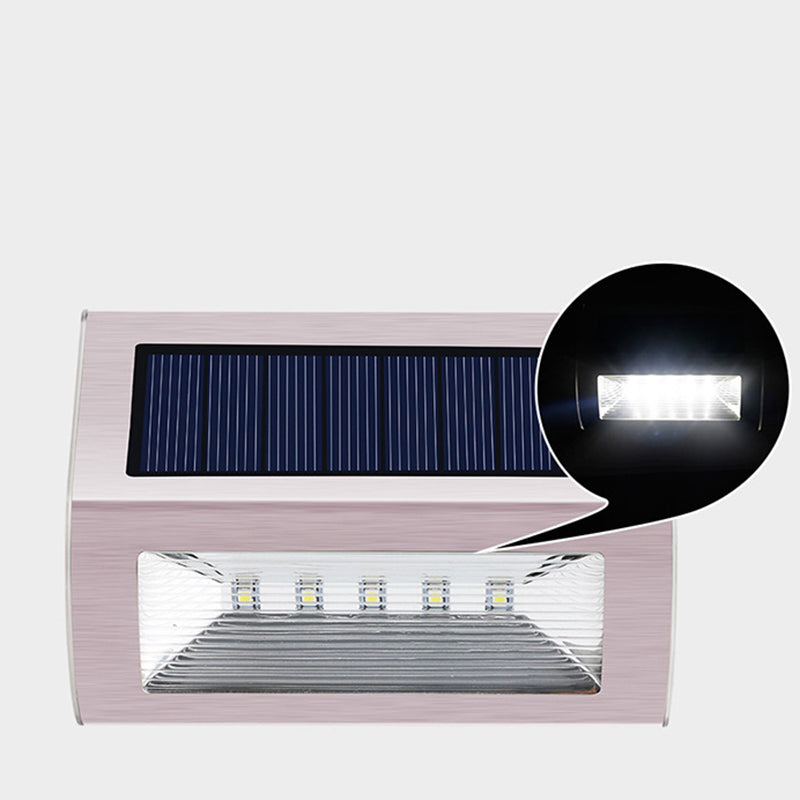 Moderne Einfachheit Solar Wasserdicht Edelstahl PC Rechteckige LED Wandleuchte Lampe Für Außenbereich Terrasse 