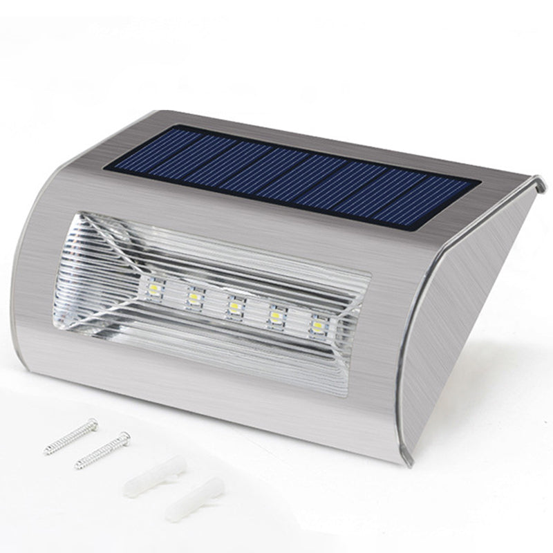 Moderne Einfachheit Solar Wasserdicht Edelstahl PC Rechteckige LED Wandleuchte Lampe Für Außenbereich Terrasse 
