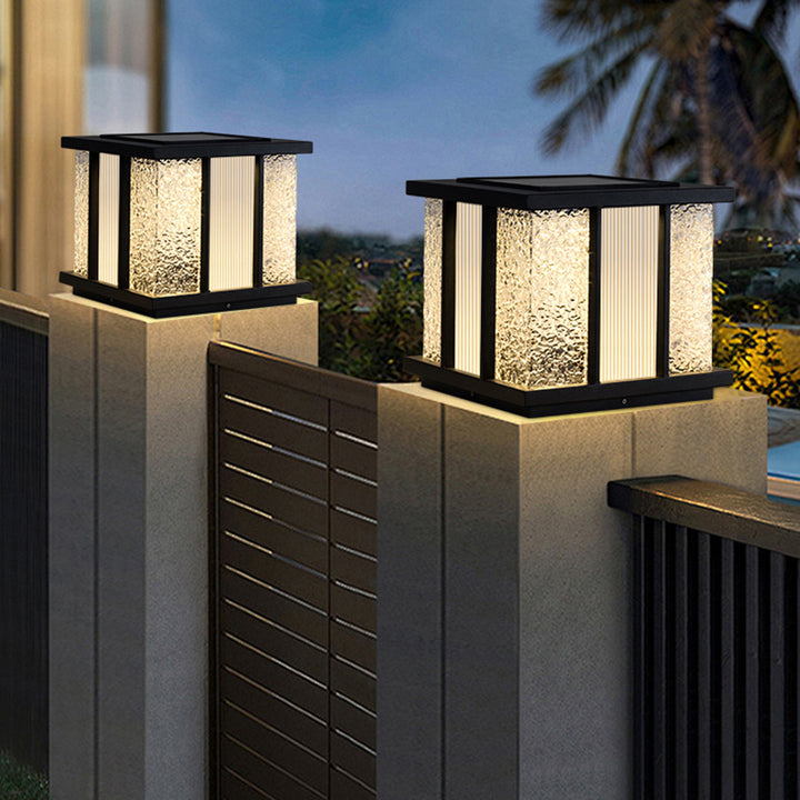 Moderna Simplicidad Solar Impermeable Acero Inoxidable Acrílico Cubo LED Agrietado Iluminación de Paisaje Luz Exterior Para Jardín 