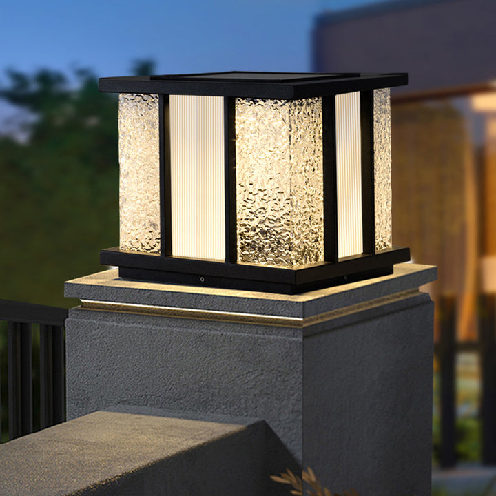 Moderna Simplicidad Solar Impermeable Acero Inoxidable Acrílico Cubo LED Agrietado Iluminación de Paisaje Luz Exterior Para Jardín 
