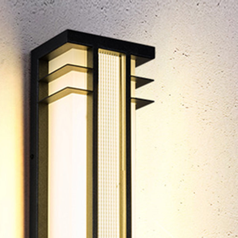 Traditionelle chinesische Solar-Wasserdichte Edelstahl-Acryl-Rechteckige Bewegungsmelder-LED-Wandleuchte für Außenbereich Patio 