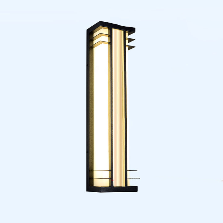 Traditionelle chinesische Solar-Wasserdichte Edelstahl-Acryl-Rechteckige Bewegungsmelder-LED-Wandleuchte für Außenbereich Patio 