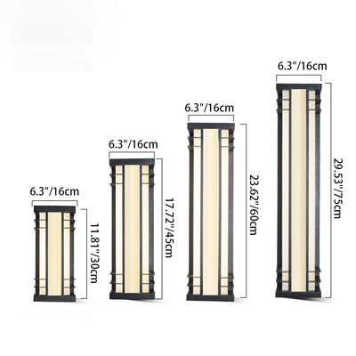 مصباح حائط LED بمستشعر حركة مستطيل من الفولاذ المقاوم للصدأ والأكريليك مقاوم للماء بالطاقة الشمسية الصينية التقليدية للفناء الخارجي 