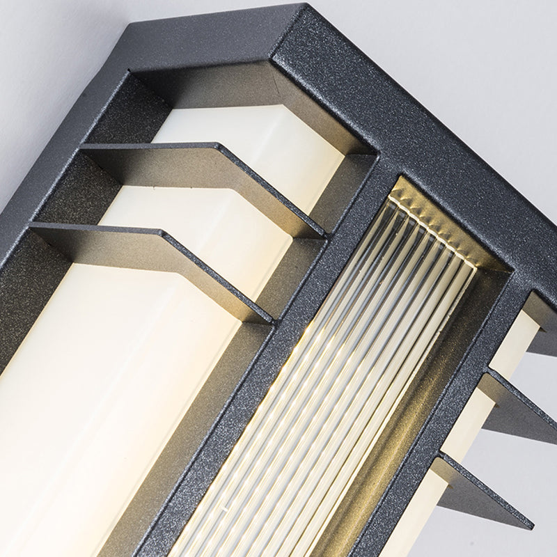 Traditionelle chinesische Solar-Wasserdichte Edelstahl-Acryl-Rechteckige Bewegungsmelder-LED-Wandleuchte für Außenbereich Patio 