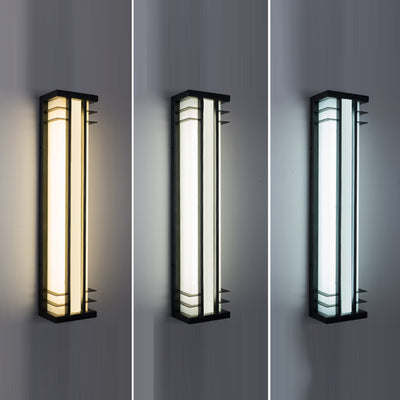 مصباح حائط LED بمستشعر حركة مستطيل من الفولاذ المقاوم للصدأ والأكريليك مقاوم للماء بالطاقة الشمسية الصينية التقليدية للفناء الخارجي 