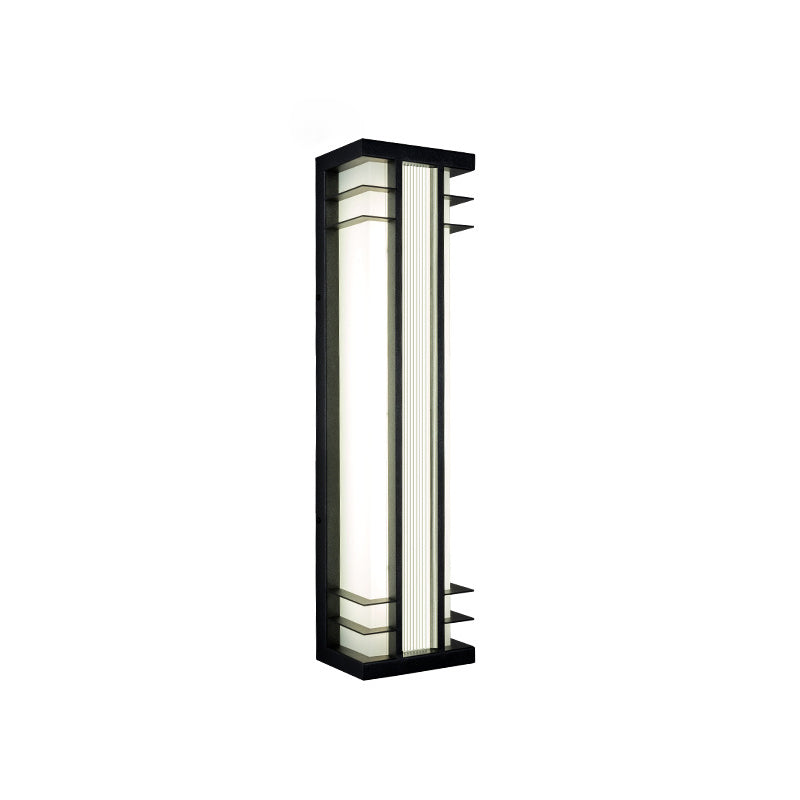 Traditionelle chinesische Solar-Wasserdichte Edelstahl-Acryl-Rechteckige Bewegungsmelder-LED-Wandleuchte für Außenbereich Patio 