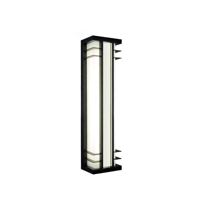 Traditionelle chinesische Solar-Wasserdichte Edelstahl-Acryl-Rechteckige Bewegungsmelder-LED-Wandleuchte für Außenbereich Patio 