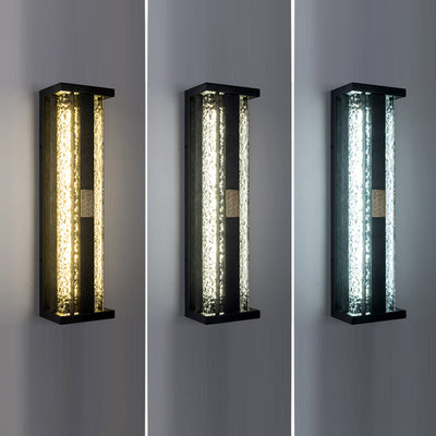 مصباح حائط LED بمستشعر حركة مستطيل من الفولاذ المقاوم للصدأ الأكريليك والنحاس المقاوم للماء بالطاقة الشمسية الفاخرة التقليدية للباحة الخارجية 