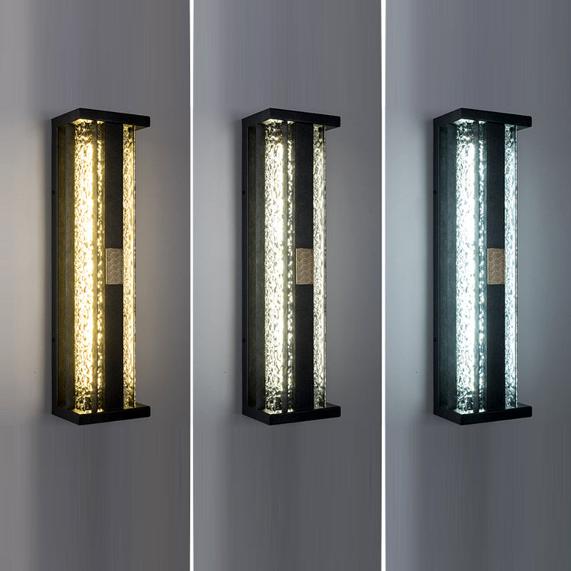 مصباح حائط LED بمستشعر حركة مستطيل من الفولاذ المقاوم للصدأ الأكريليك والنحاس المقاوم للماء بالطاقة الشمسية الفاخرة التقليدية للباحة الخارجية 