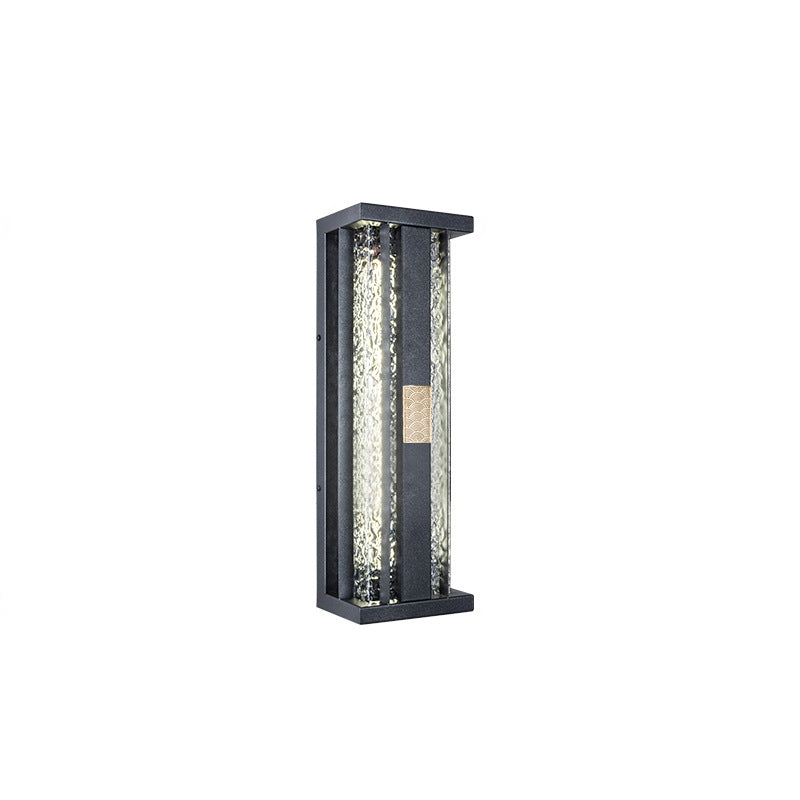 Applique Murale LED avec Capteur de Mouvement en Acier Inoxydable Étanche Traditionnel de Luxe Solaire Acrylique Cuivre Rectangulaire pour Patio Extérieur 
