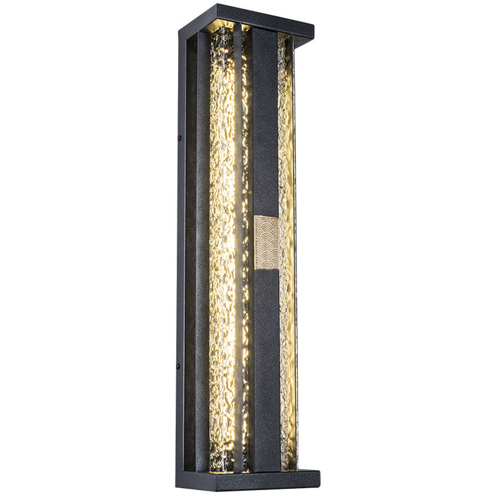 Applique Murale LED avec Capteur de Mouvement en Acier Inoxydable Étanche Traditionnel de Luxe Solaire Acrylique Cuivre Rectangulaire pour Patio Extérieur 