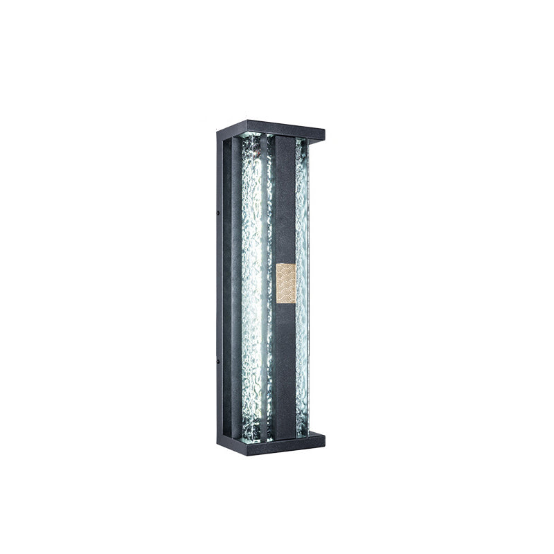 مصباح حائط LED بمستشعر حركة مستطيل من الفولاذ المقاوم للصدأ الأكريليك والنحاس المقاوم للماء بالطاقة الشمسية الفاخرة التقليدية للباحة الخارجية 