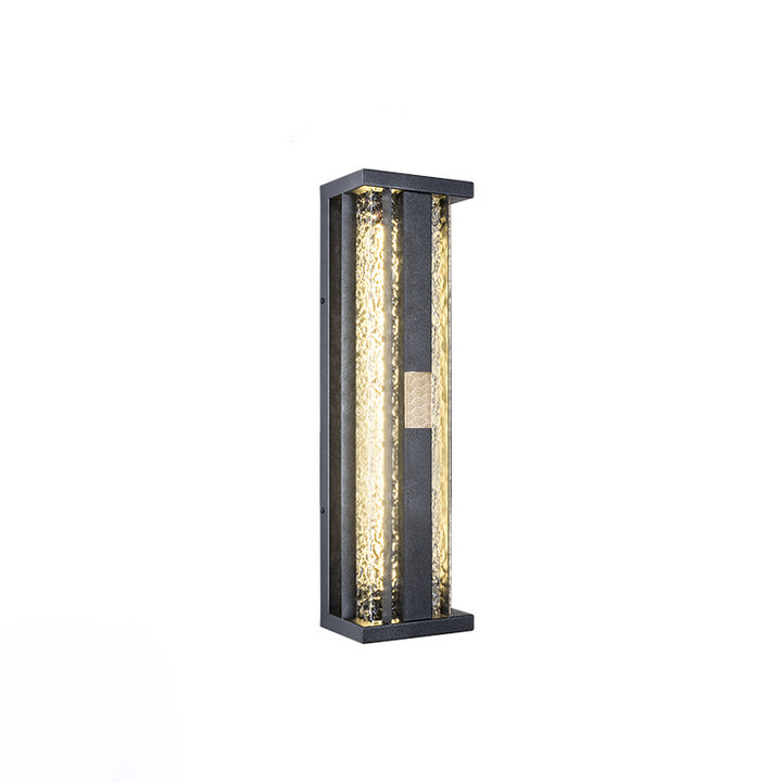 Applique Murale LED avec Capteur de Mouvement en Acier Inoxydable Étanche Traditionnel de Luxe Solaire Acrylique Cuivre Rectangulaire pour Patio Extérieur 