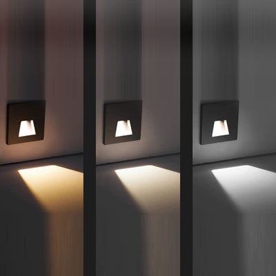 مصباح حائط LED مربع مدمج مقاوم للماء مصنوع من سبائك الألومنيوم والصلب بتصميم عصري بسيط للممرات 