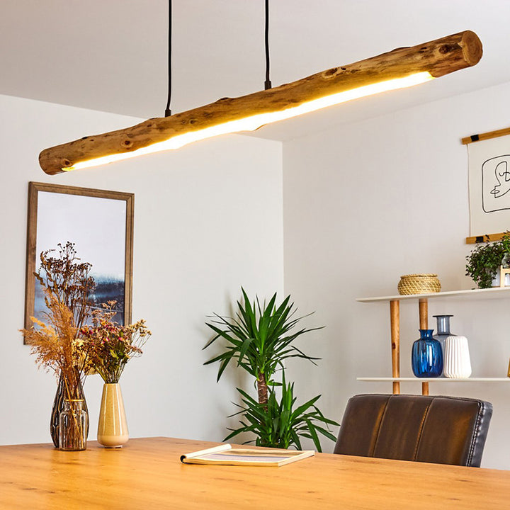 Lustre LED en bois acrylique à bandes pour ferme traditionnelle pour salle à manger 