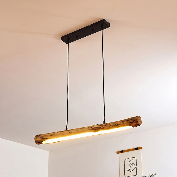 Lustre LED en bois acrylique à bandes pour ferme traditionnelle pour salle à manger 